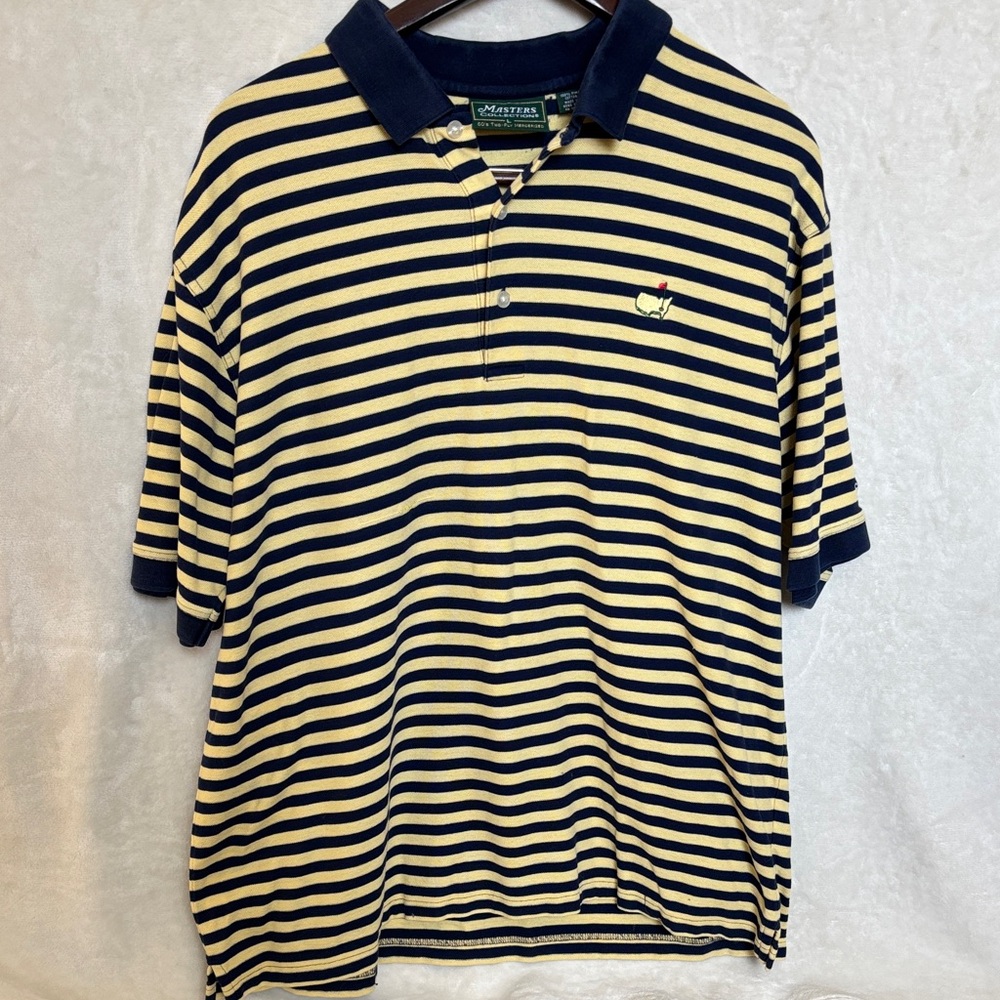 Master’s Men’s Navy & Yellow Striped Polo Shirt L